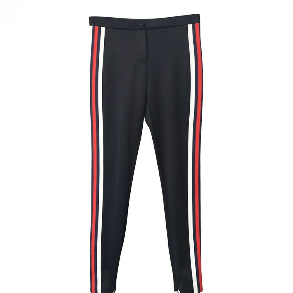 Gucci Technical Leggings in Black With Stripes and Zipper at Ankle Size M